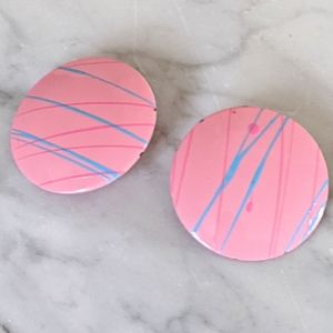 Vintage Pink + Blue Splatter Enamel Stud Earrings